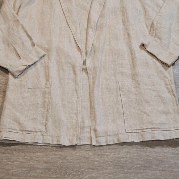 Eileen Fisher Jacket Womens Large Heavy Organic Linen Lagenlook Minimalist Boho - Picture 7 of 9